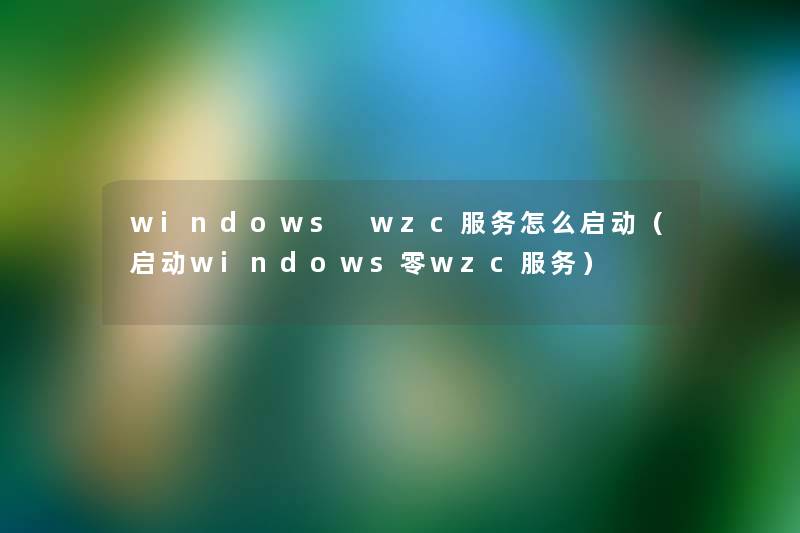 windows wzc服务怎么启动（启动windows零wzc服务）
