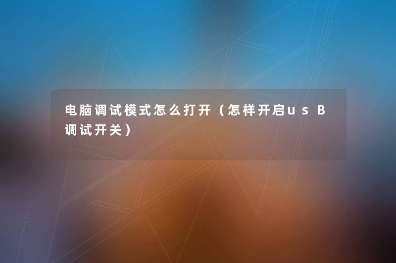 电脑调试模式怎么打开(怎样开启usB调试开关) 电脑调试模式怎么打开(怎样开启usB调试开关)