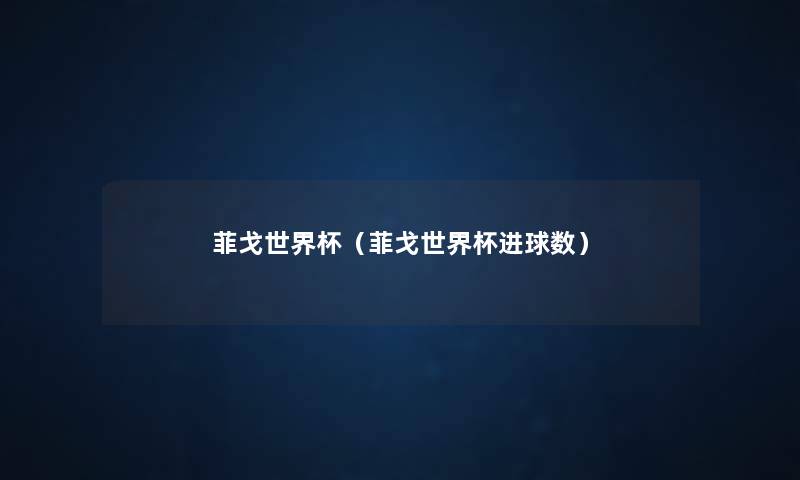 菲戈世界杯（菲戈世界杯进球数）