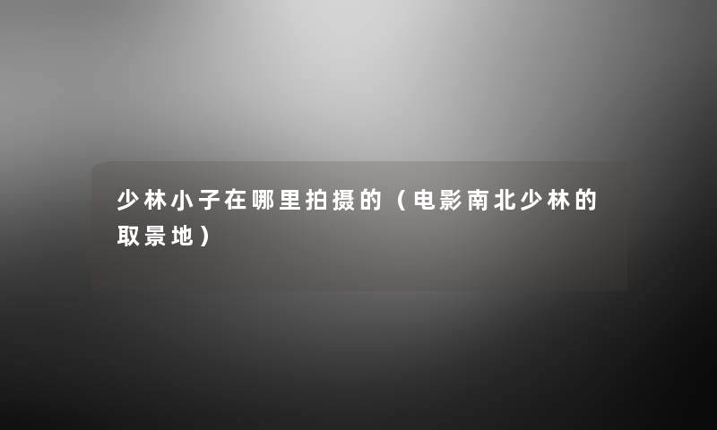 少林小子在哪里拍摄的(电影南北少林的取景地) 少林小子在哪里拍摄的(电影南北少林的取景地)