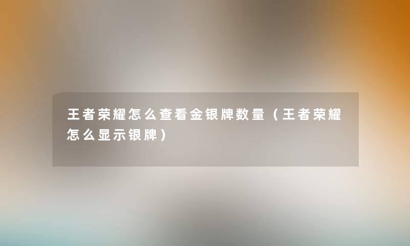 王者荣耀怎么查看金银牌数量(王者荣耀怎么显示银牌) 王者荣耀怎么查看金银牌数量(王者荣耀怎么显示银牌)