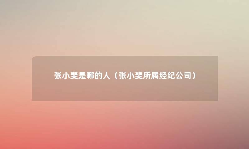 张小斐是哪的人（张小斐所属经纪公司）
