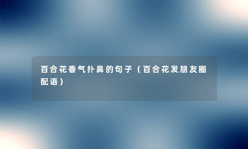 百合花香气扑鼻的句子(百合花发朋友圈配语) 百合花香气扑鼻的句子(百合花发朋友圈配语)