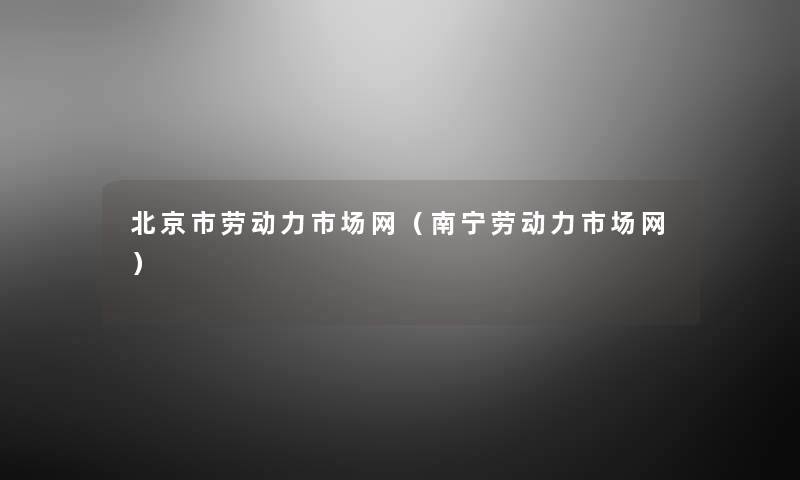 北京市劳动力市场网（南宁劳动力市场网）