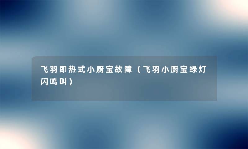 飞羽即热式小厨宝故障(飞羽小厨宝绿灯闪鸣叫) 飞羽即热式小厨宝故障(飞羽小厨宝绿灯闪鸣叫)