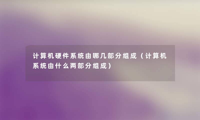 计算机硬件系统由哪几部分组成（计算机系统由什么两部分组成）