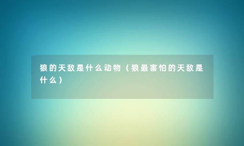 狼的天敌是什么动物(狼害怕的天敌是什么) 狼的天敌是什么动物(狼害怕的天敌是什么)