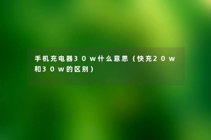 手机充电器30w什么意思(快充20w和30w的区别) 手机充电器30w什么意思(快充20w和30w的区别)