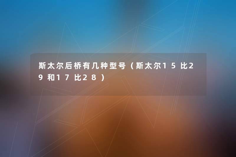 斯太尔后桥有几种型号(斯太尔15比29和17比28) 斯太尔后桥有几种型号(斯太尔15比29和17比28)