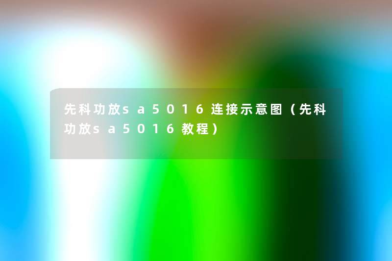 先科功放sa5016连接示意图(先科功放sa5016教程) 先科功放sa5016连接示意图(先科功放sa5016教程)
