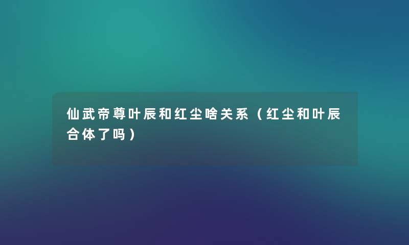 仙武帝尊叶辰和红尘啥关系（红尘和叶辰合体了吗）