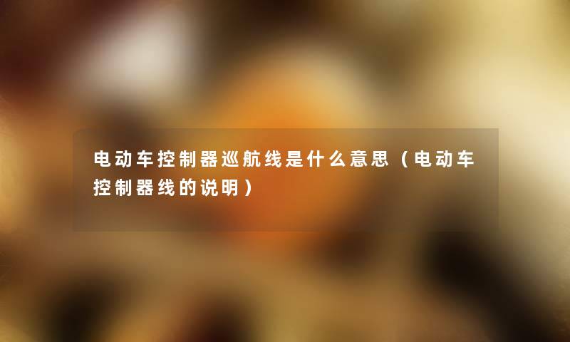 电动车控制器巡航线是什么意思(电动车控制器线的说明) 电动车控制器巡航线是什么意思(电动车控制器线的说明)