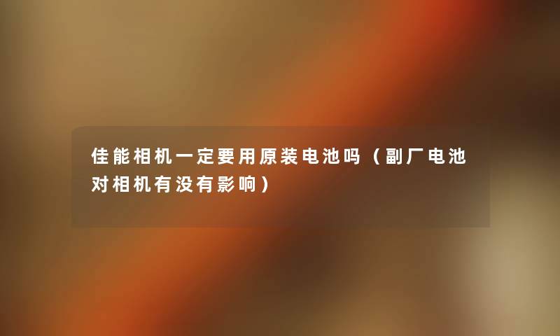 佳能相机一定要用原装电池吗（副厂电池对相机有没有影响）