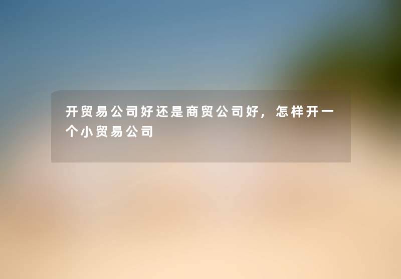 开贸易公司好还是商贸公司好,怎样开一个小贸易公司