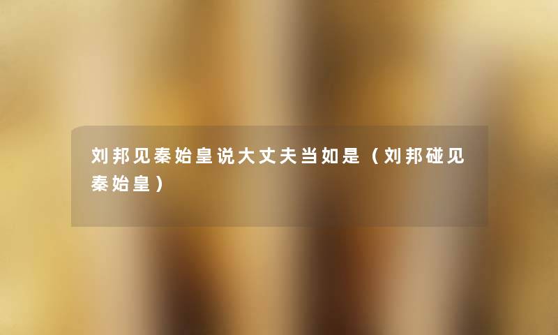 刘邦见秦始皇说大丈夫当如是（刘邦碰见秦始皇）
