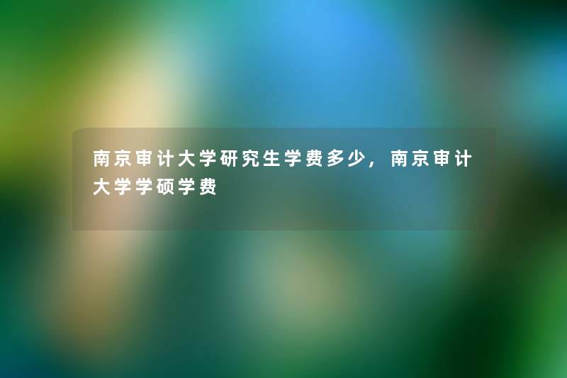 南京审计大学研究生学费多少,南京审计大学学硕学费