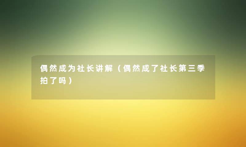 偶然成为社长讲解（偶然成了社长第三季拍了吗）