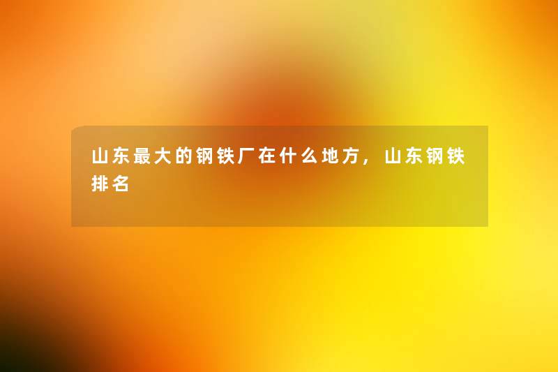 山东大的钢铁厂在什么地方,山东钢铁推荐